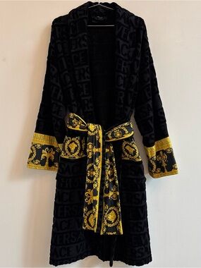 Versace Black and Gold Barocco Robe